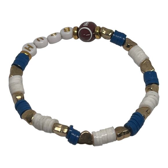 Football Fan Sporty Clay Heishi Beads Stretch Handmade Friendship Bracelets - Picture 5 of 6